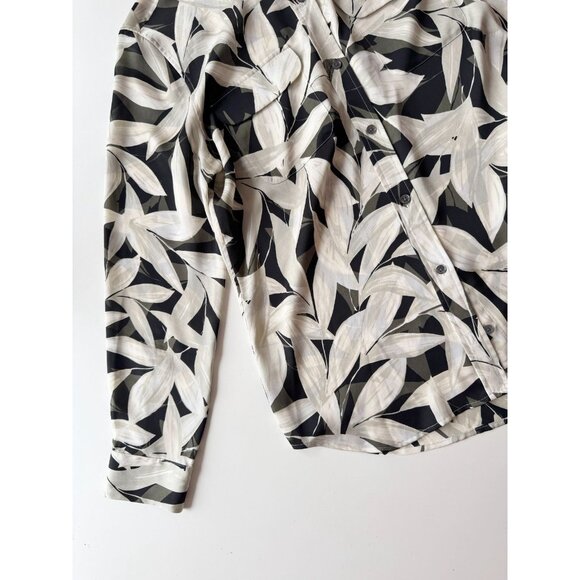 EQUIPMENT Slim Signature Leaf Print Crepe De Chine Button Up Shirt, Size L - Picture 7 of 13